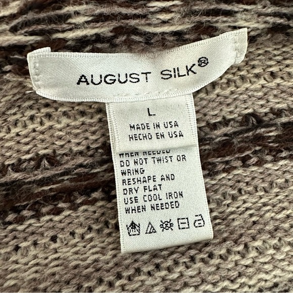 August Silk Brown Stripe Festival Fringe Cardigan Sweater - Picture 7 of 9